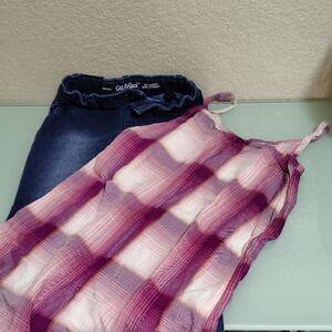 Cat & Jack Pink Plaid Top and Blue Jeans Set